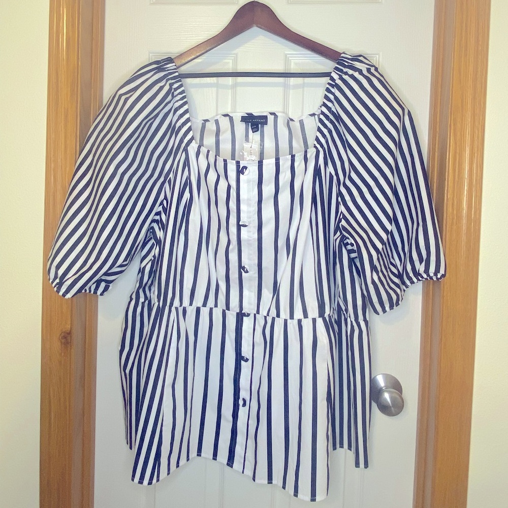 COPY - Only worn once! Lane Bryant square neck peplum top. 34/36